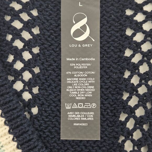 Lou & Grey Tennis Sweater Vest Womens Size Large Open Knit  Academia Golf Preppy - Picture 3 of 5